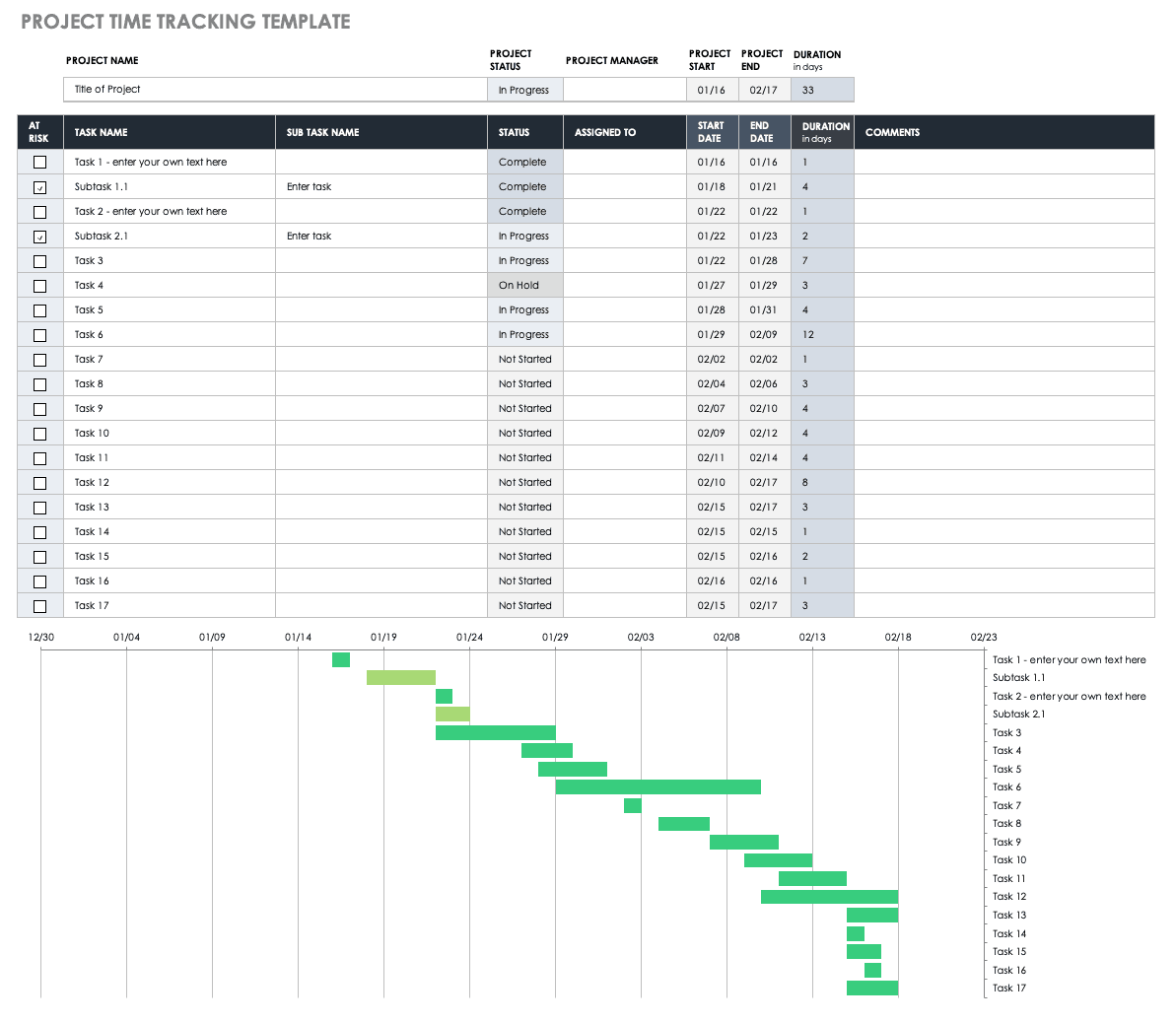 Project Time Tracking Template