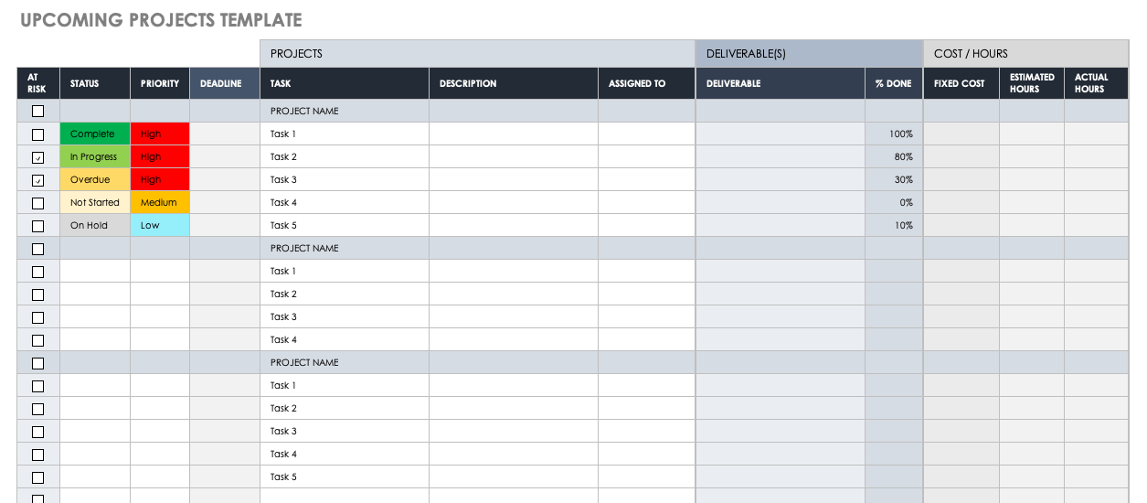 Upcoming Projects Template