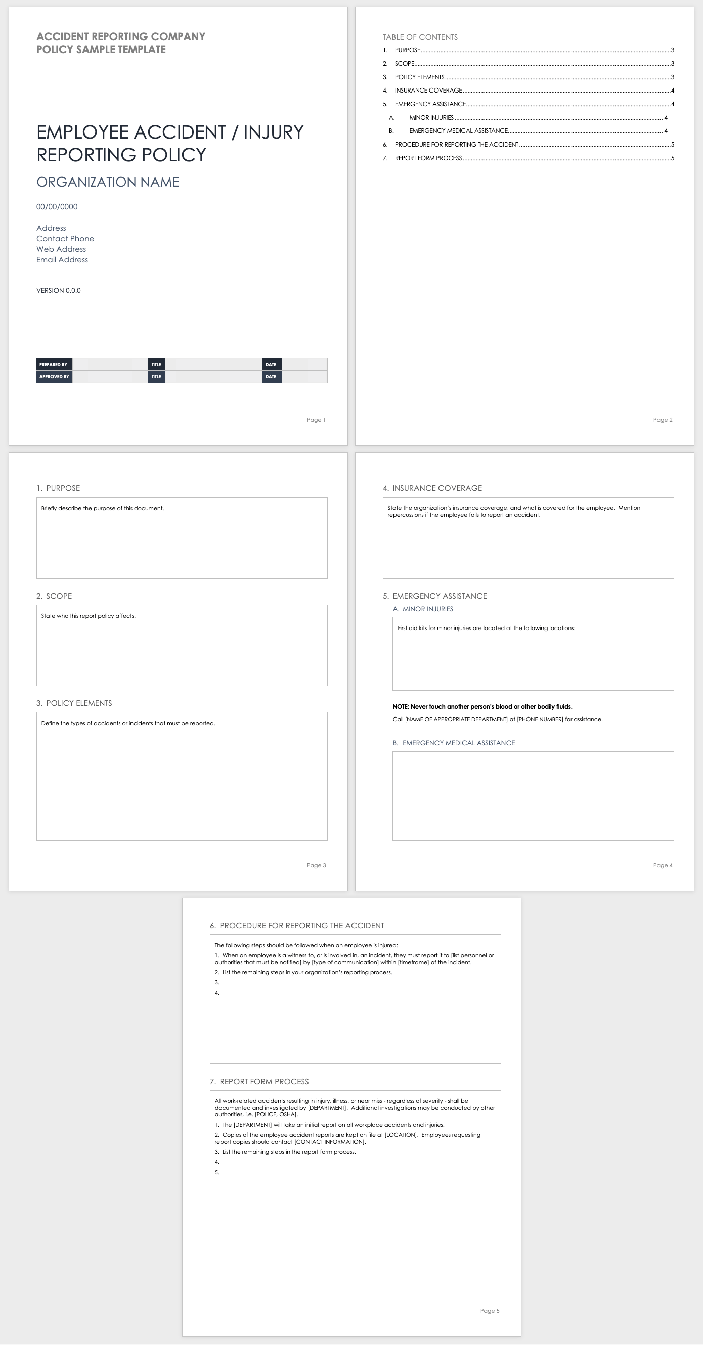 Accident Reporting Company Policy Sample Template