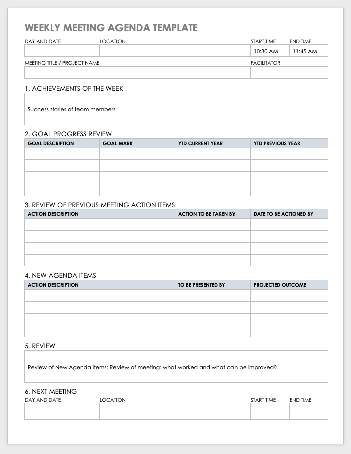 Weekly Meeting Agenda Template