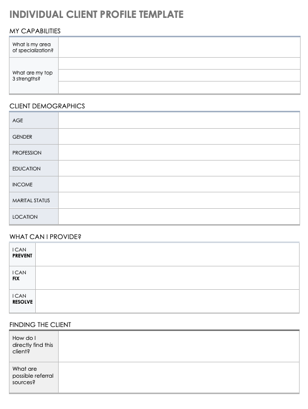 Individual Client Profile Template