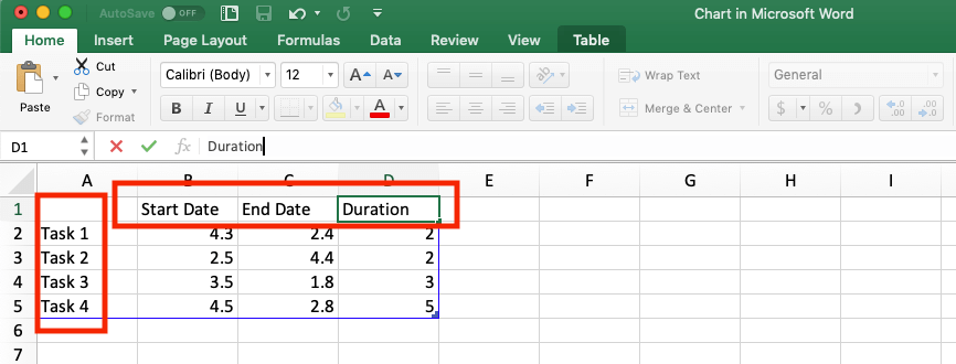 Name Project Columns Rows