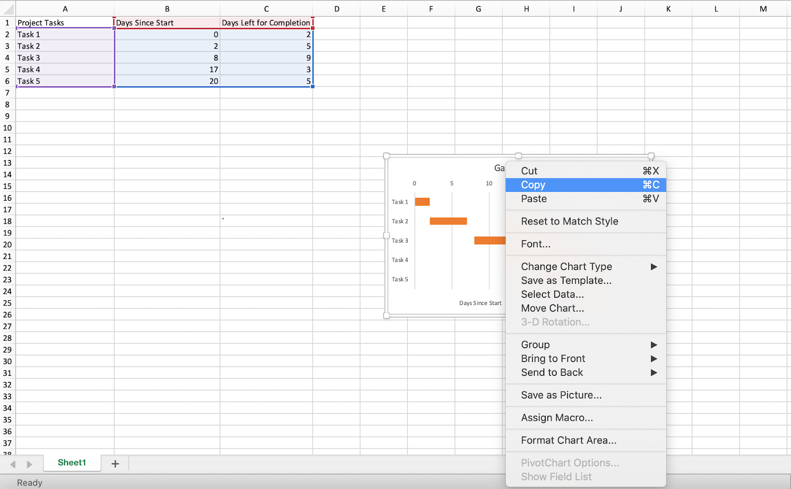 Copy Gantt Excel