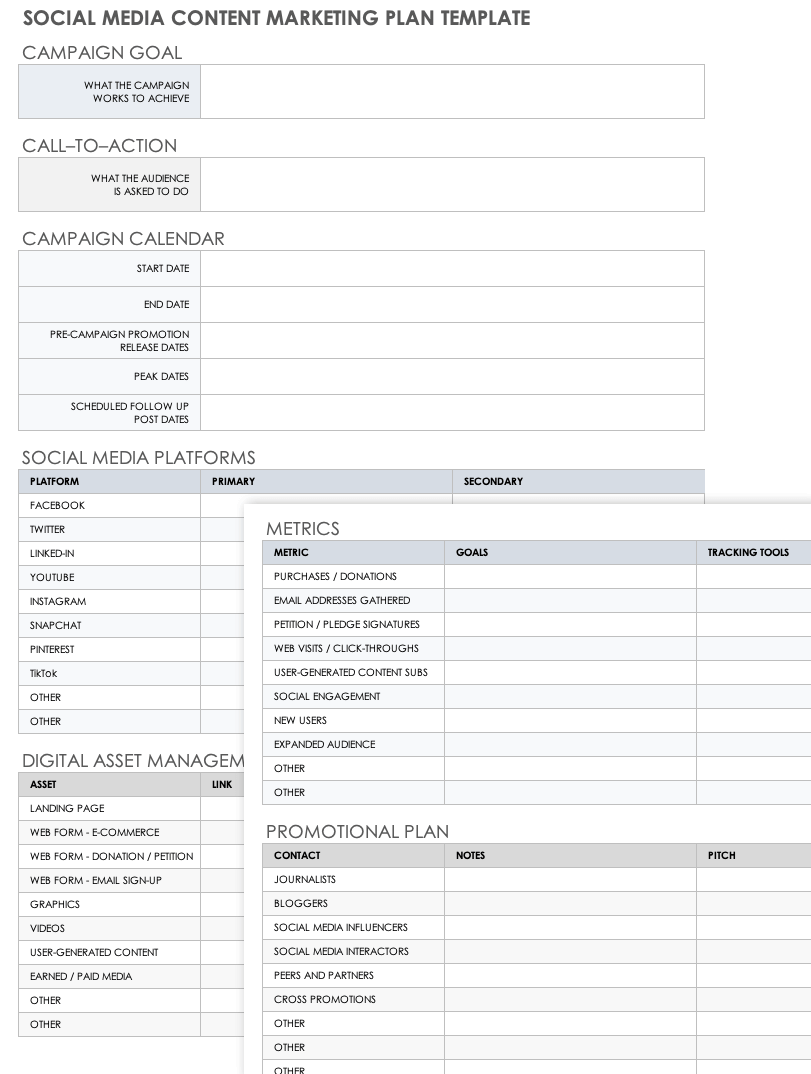 Social Media Content Marketing Plan Template