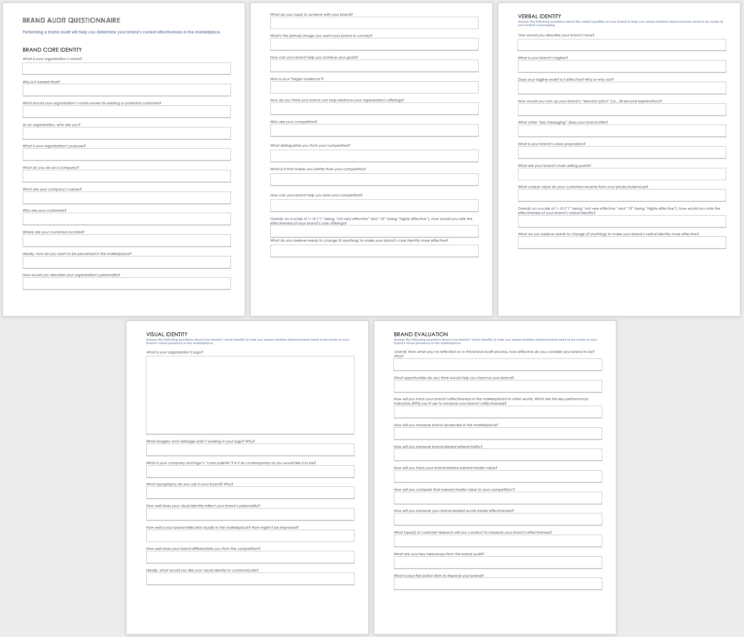 Brand Audit Questionnaire Template