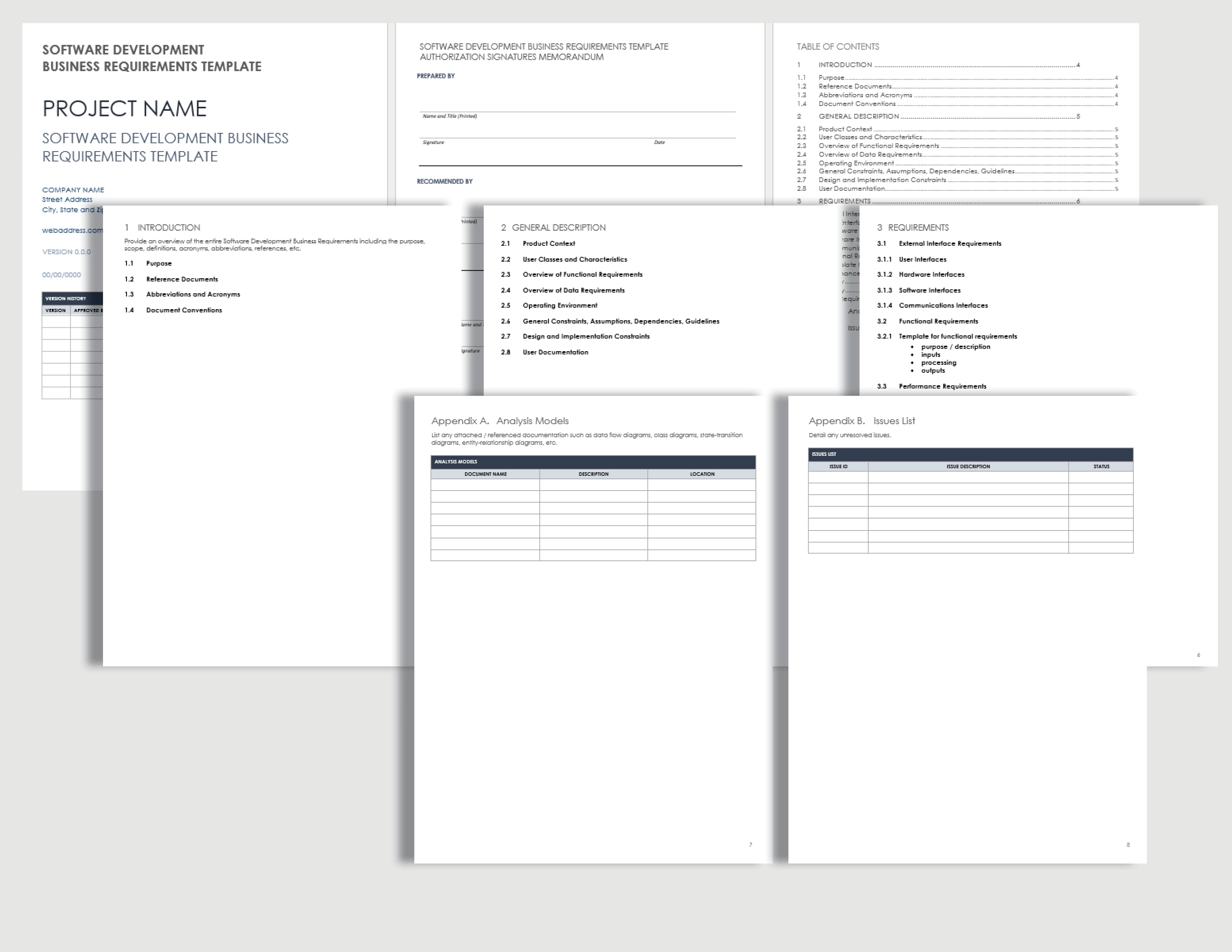 Software Development Business Requirements Template