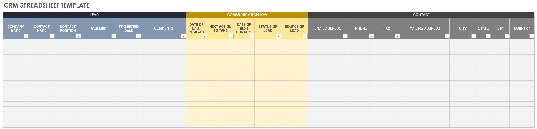 CRM Spreadsheet Template