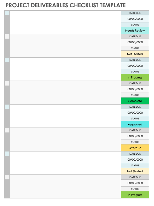 Project Deliverables Checklist Template