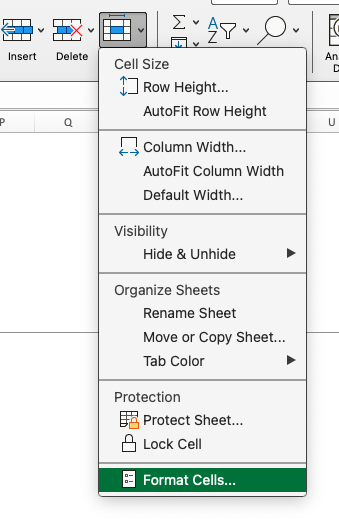 Format Excel Cells