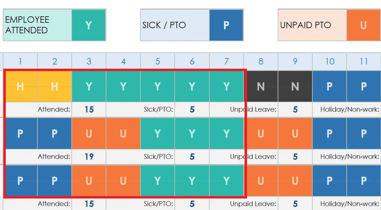 Record Attendance Sheet-in Google Sheets