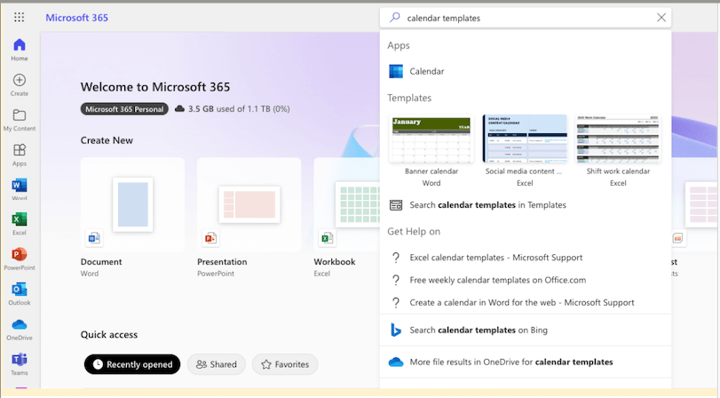 Make Excel Calendar Microsoft 365 web