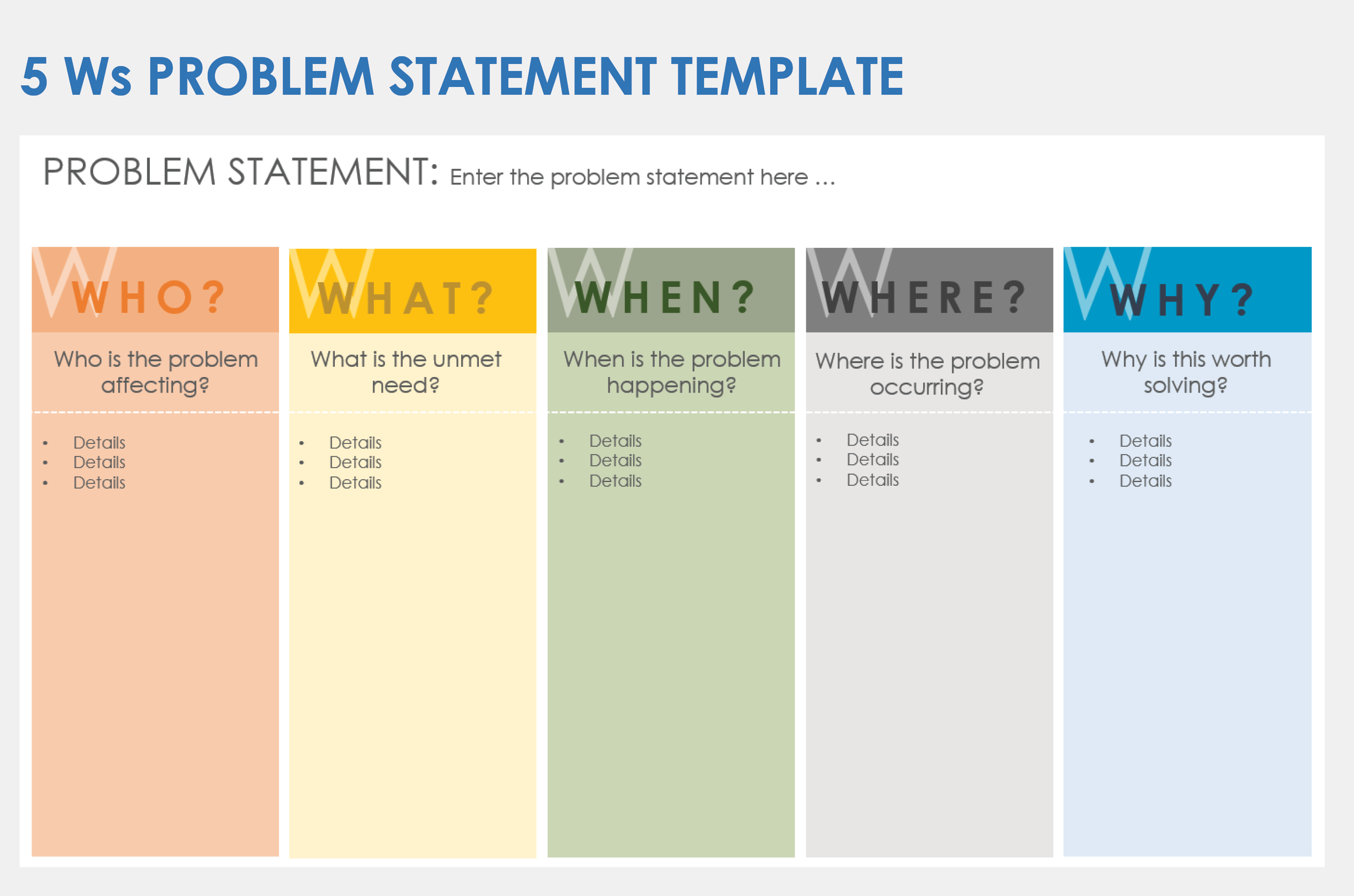 5 Ws Problem Statement Template