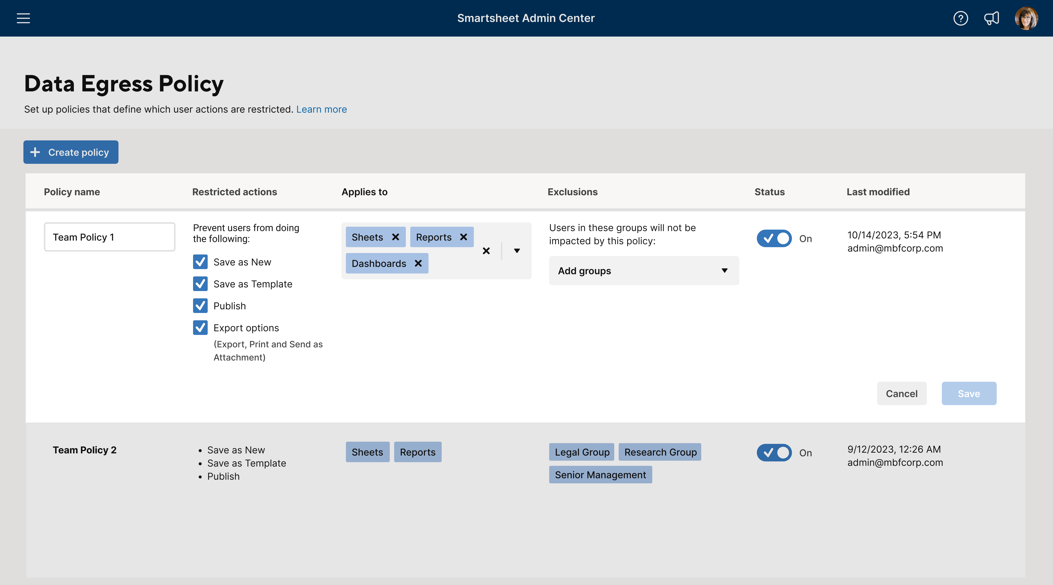 Data Egress Reports Dashboards