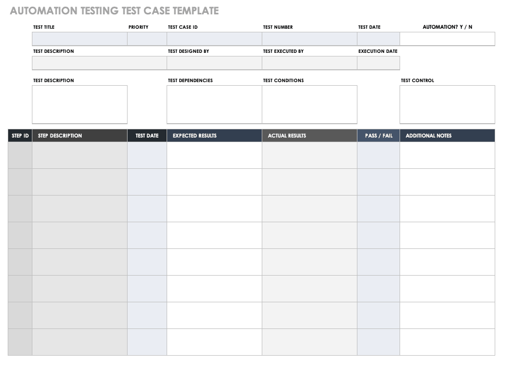 Automation Testing Test Case Template