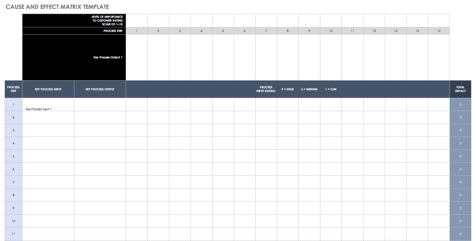 Cause and Effect Matrix Template