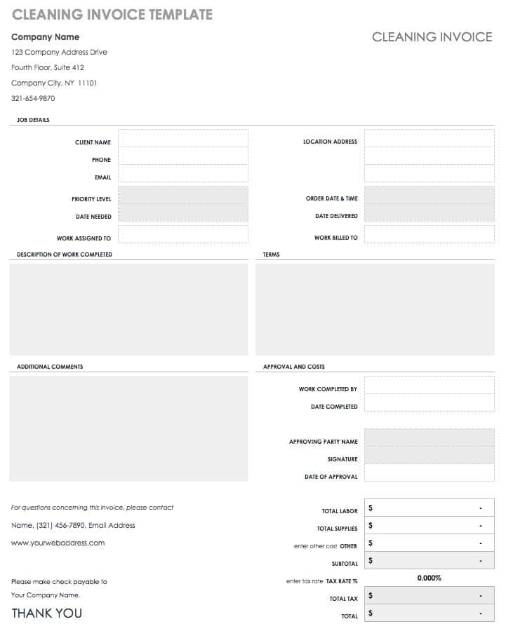 Cleaning Invoice Template