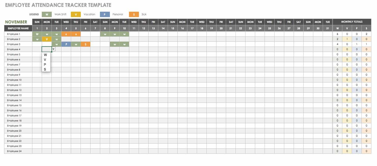 Employee Attendance Tracker Template.