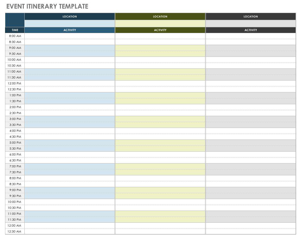 Event Itinerary Template