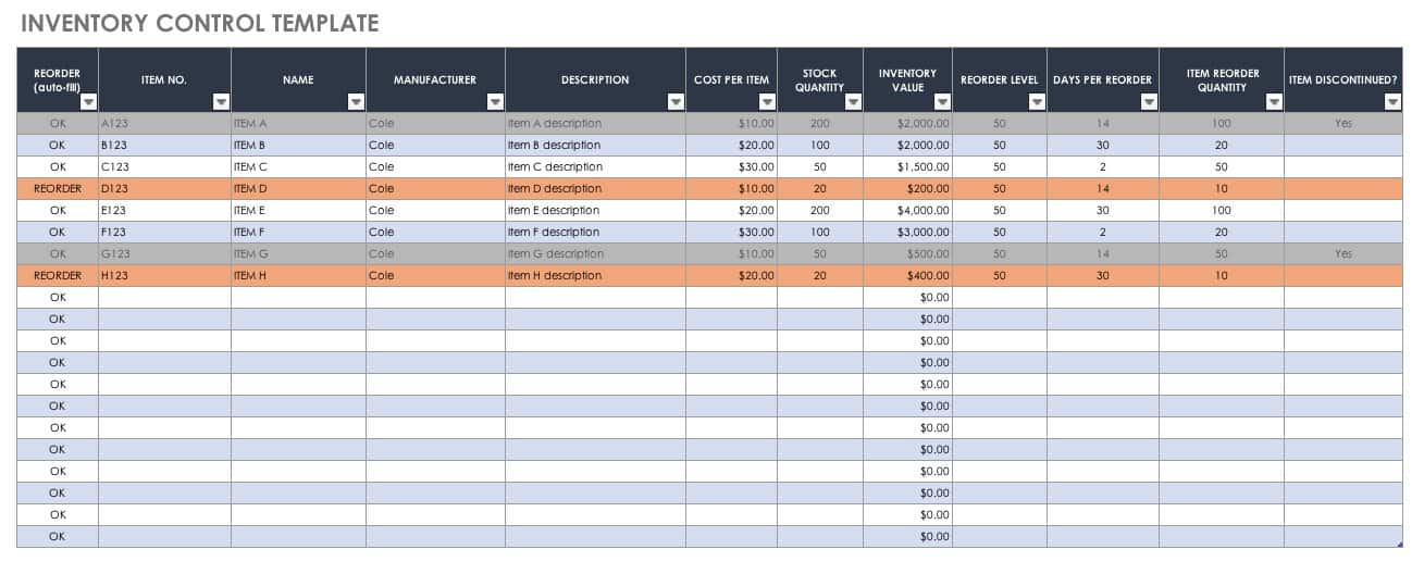 Inventory Control Template