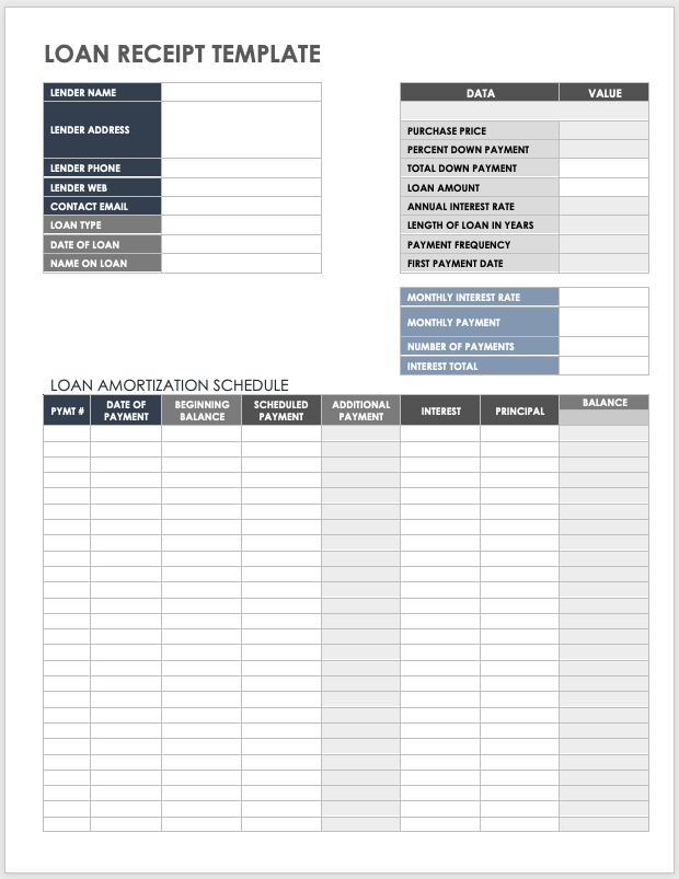 Loan Receipt Template