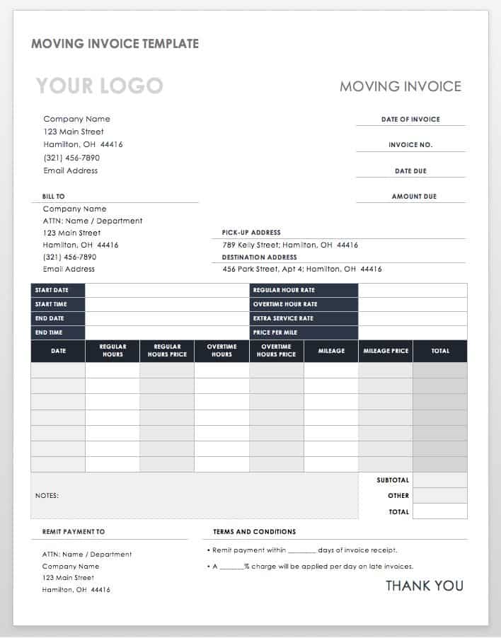 Moving Invoice Template