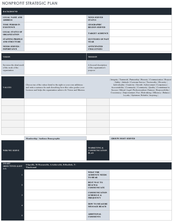 Nonprofit Strategic Plan Template