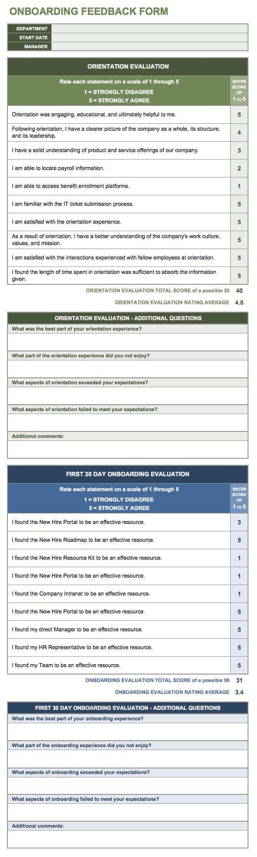 Onboarding Feedback Form Template