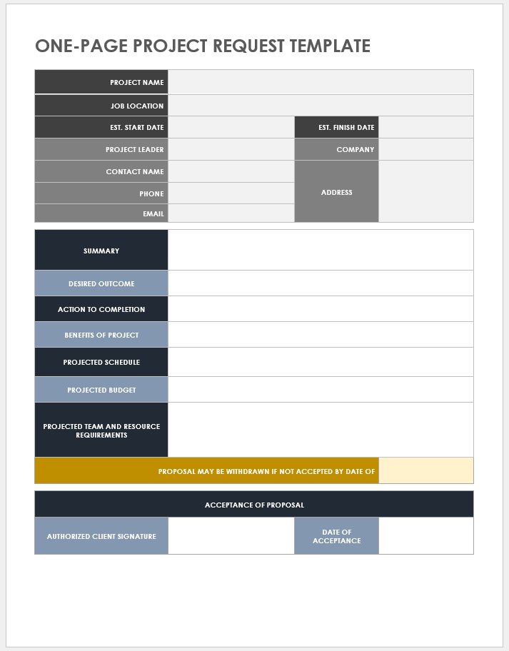 One-Page Project Request Template