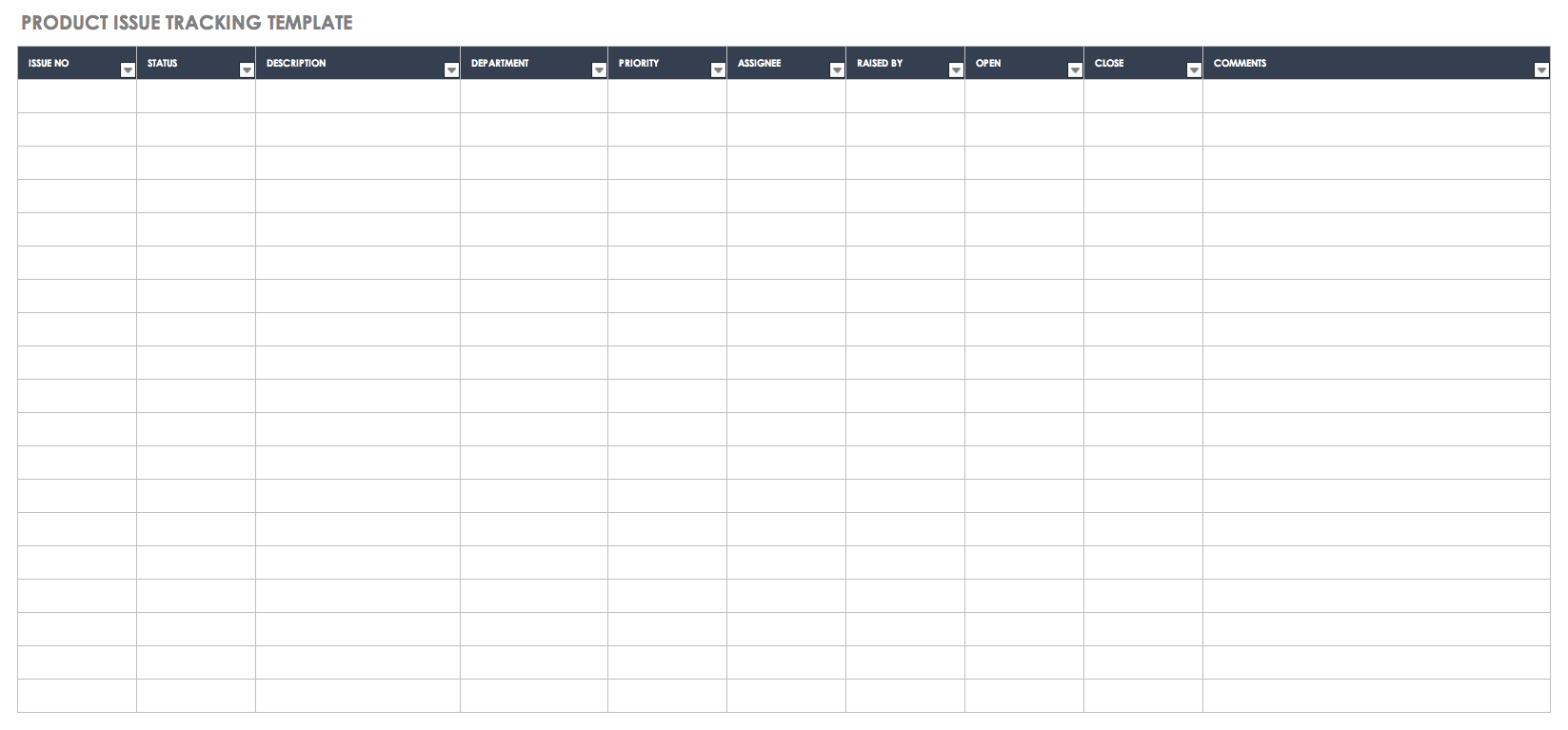 Product Issue Tracker Template