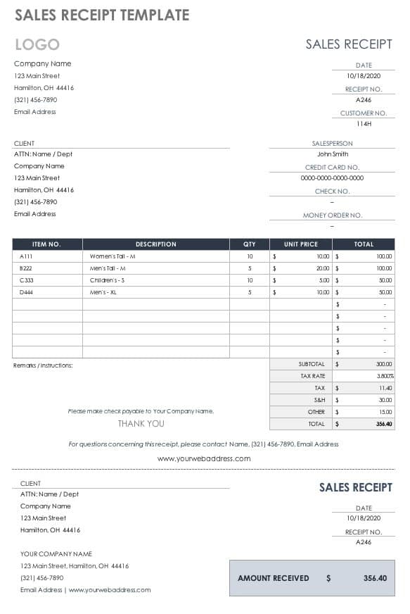 Sales Receipt Template