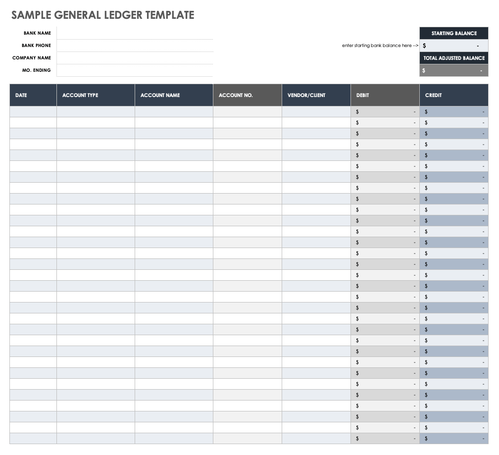 Sample General Ledger Template