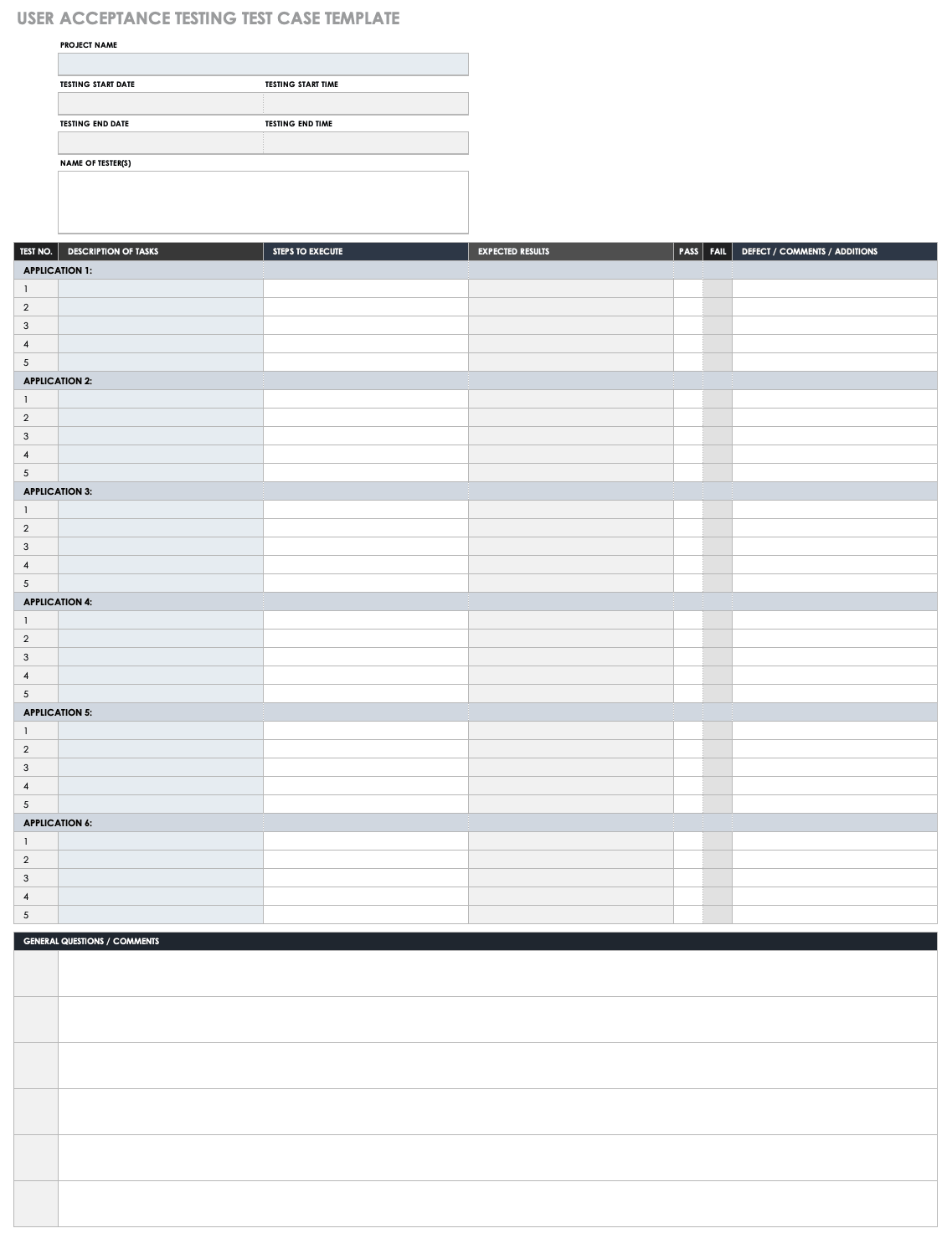 User Acceptance Testing Test Case Template