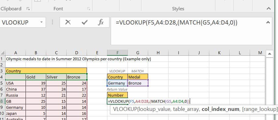 VLOOKUP match formula