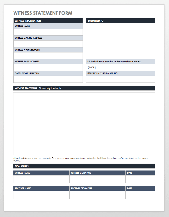 Witness Statement Form Template