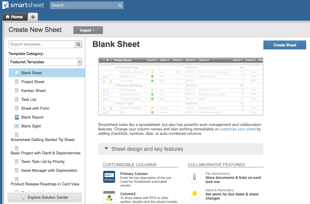 Create New Sheet