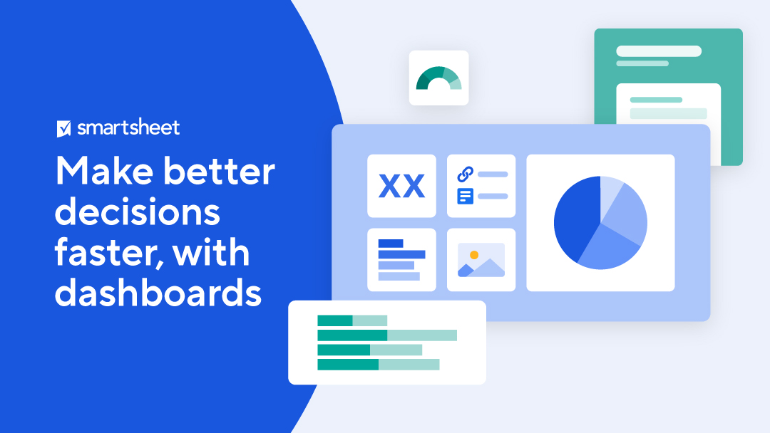 A illustrated version of pie charts and bar graphs to demonstrate dashboard capabilities with Smartsheet