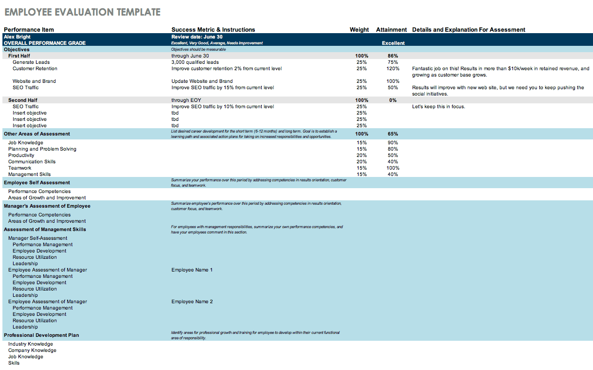 Employee Evaluation Template