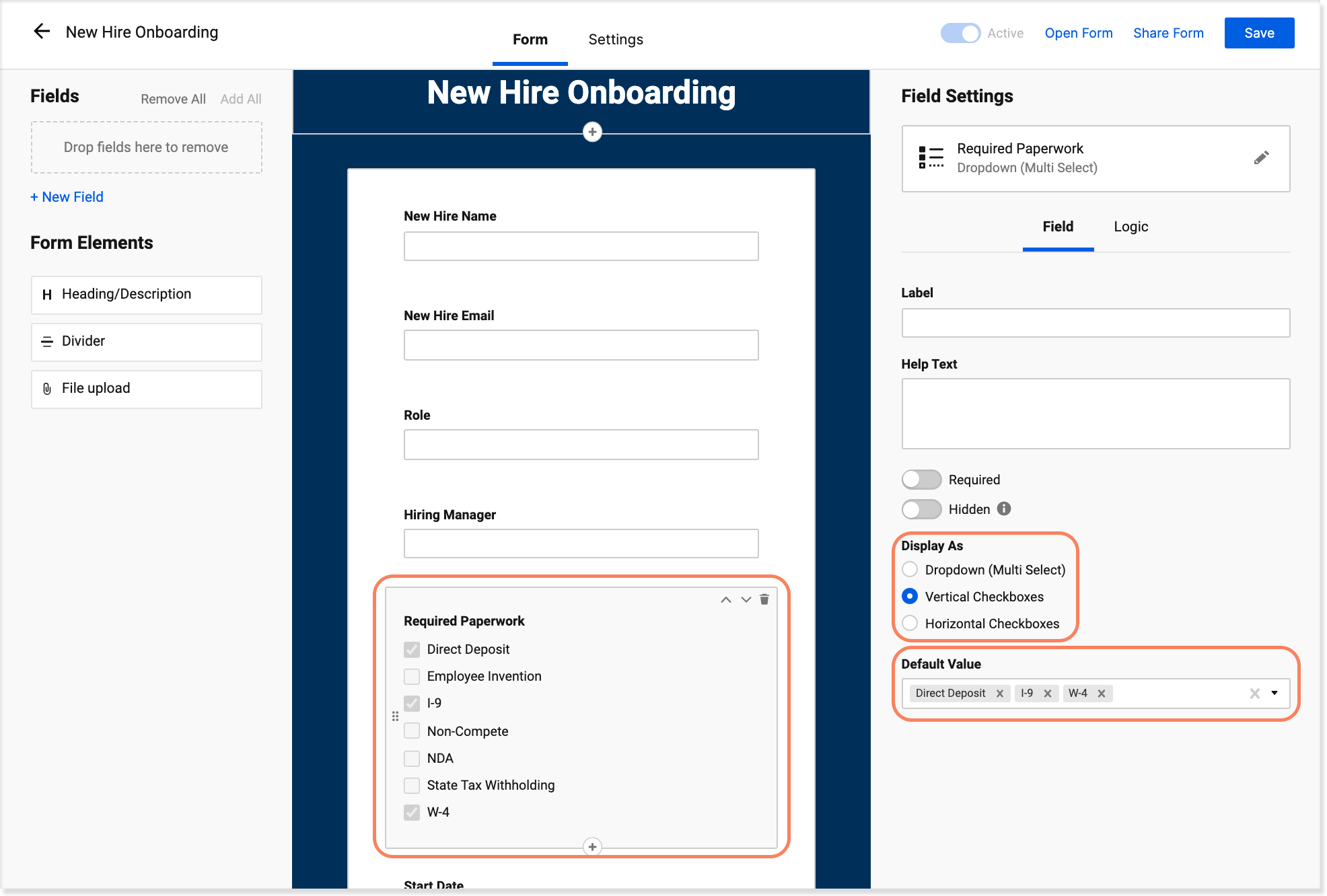 multi-select checkbox for dropdown fields in forms